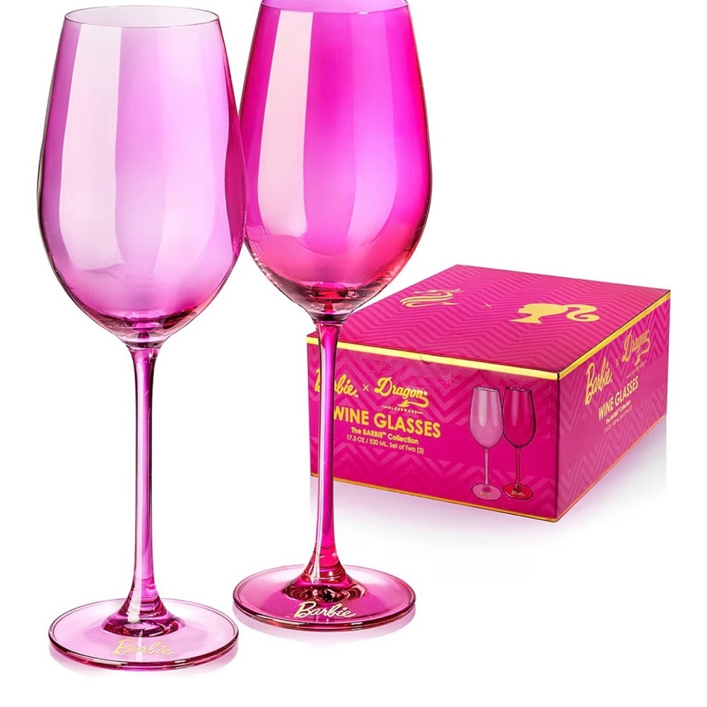 Barbie Vibrant Pink Wine Glass Duo